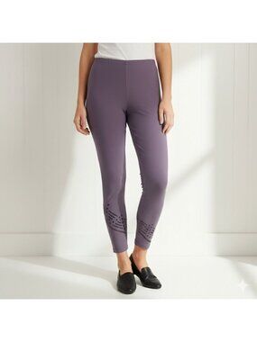 Sympli Deco Capri Pants Womens Size 6 Slim Leg Purple High Rise Stretch Pull On